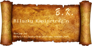 Bilszky Kapisztrán névjegykártya